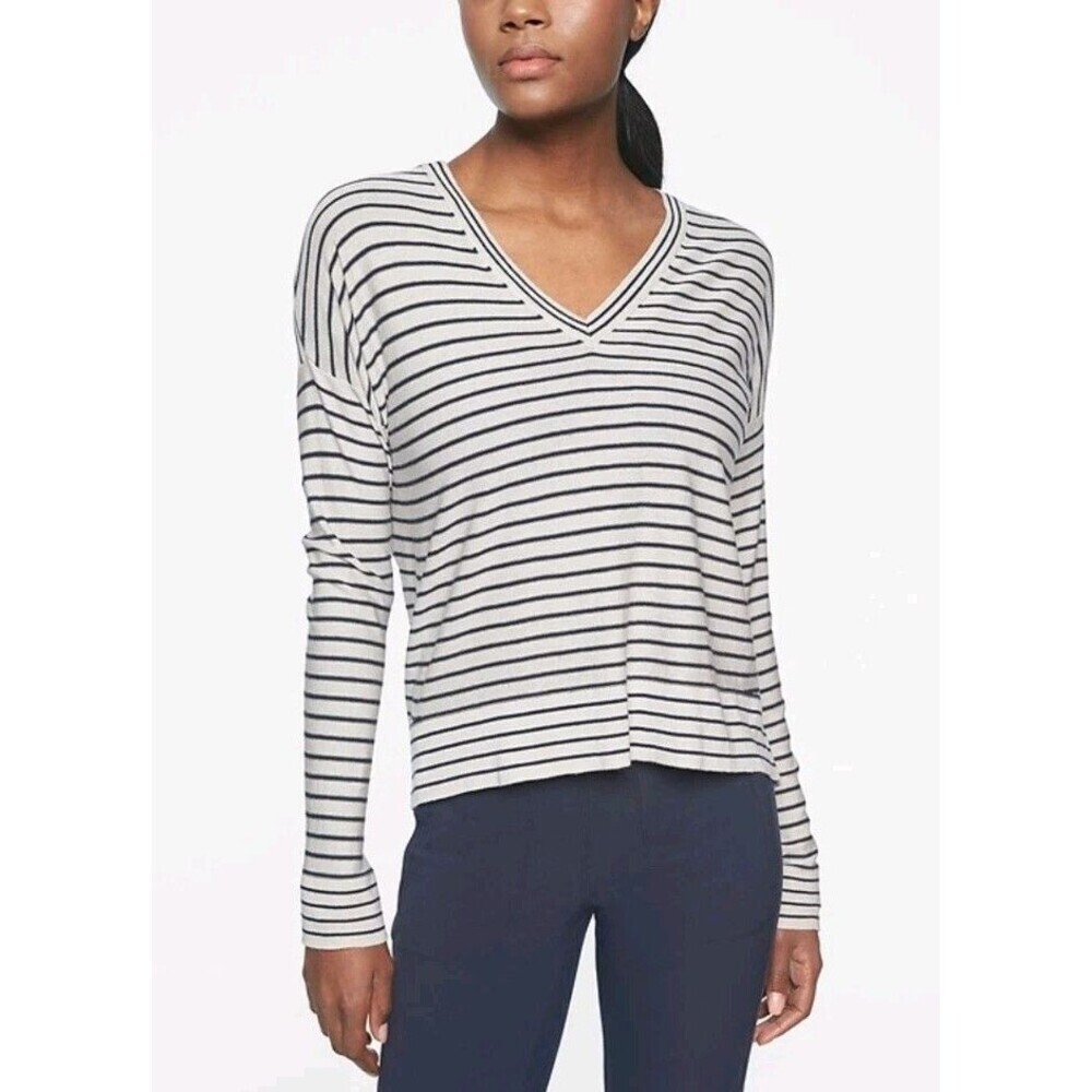 Athleta Retreat Sweater Stripes‎ Cashmere Silk Small
